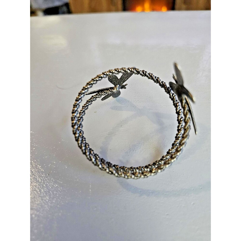 Dragonfly Wrap Bracelet Silver Tone Adjustable Boho Vintage Style